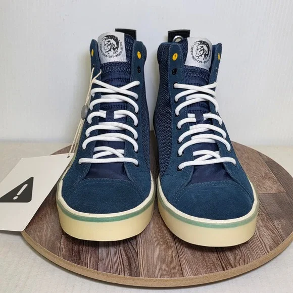 Diesel S-Dvelows High Top Sneakers Mens 12.5 Navy Blue Suede Mesh Casual Shoes